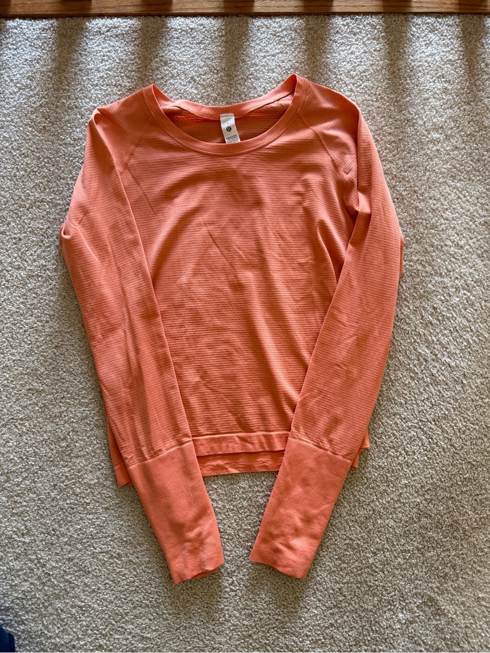 lululemon athletica Coral Ribbed Crew Neck Top